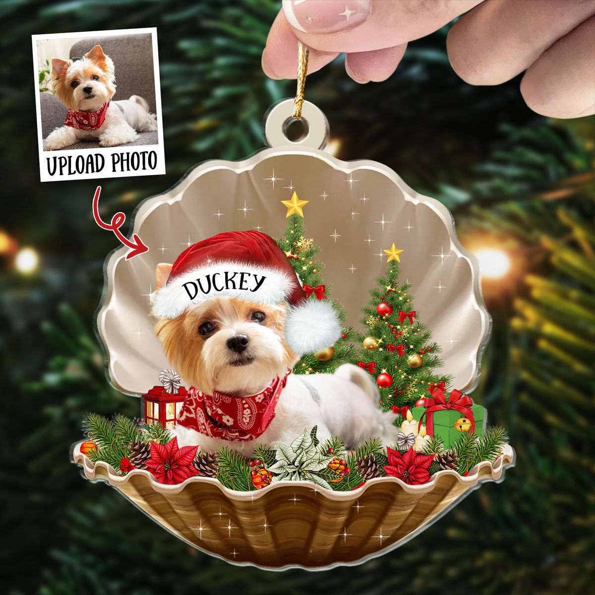 Dog Acrylic Ornament - Dog Lover Gifts - Pet in Pearl - Custom Ornament from Photo - Christmas Gifts, Custom Photo Ornament_3