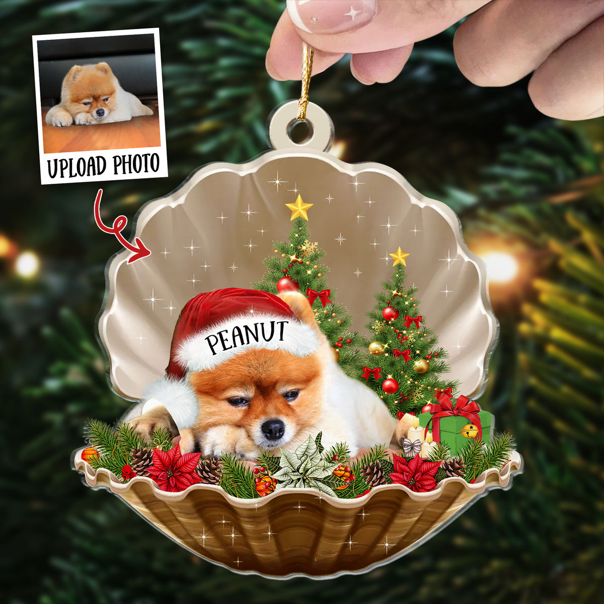 Dog Lover Gifts - Pet in Pearl - Custom Ornament from Photo - Christmas Gifts, Custom Photo Ornament