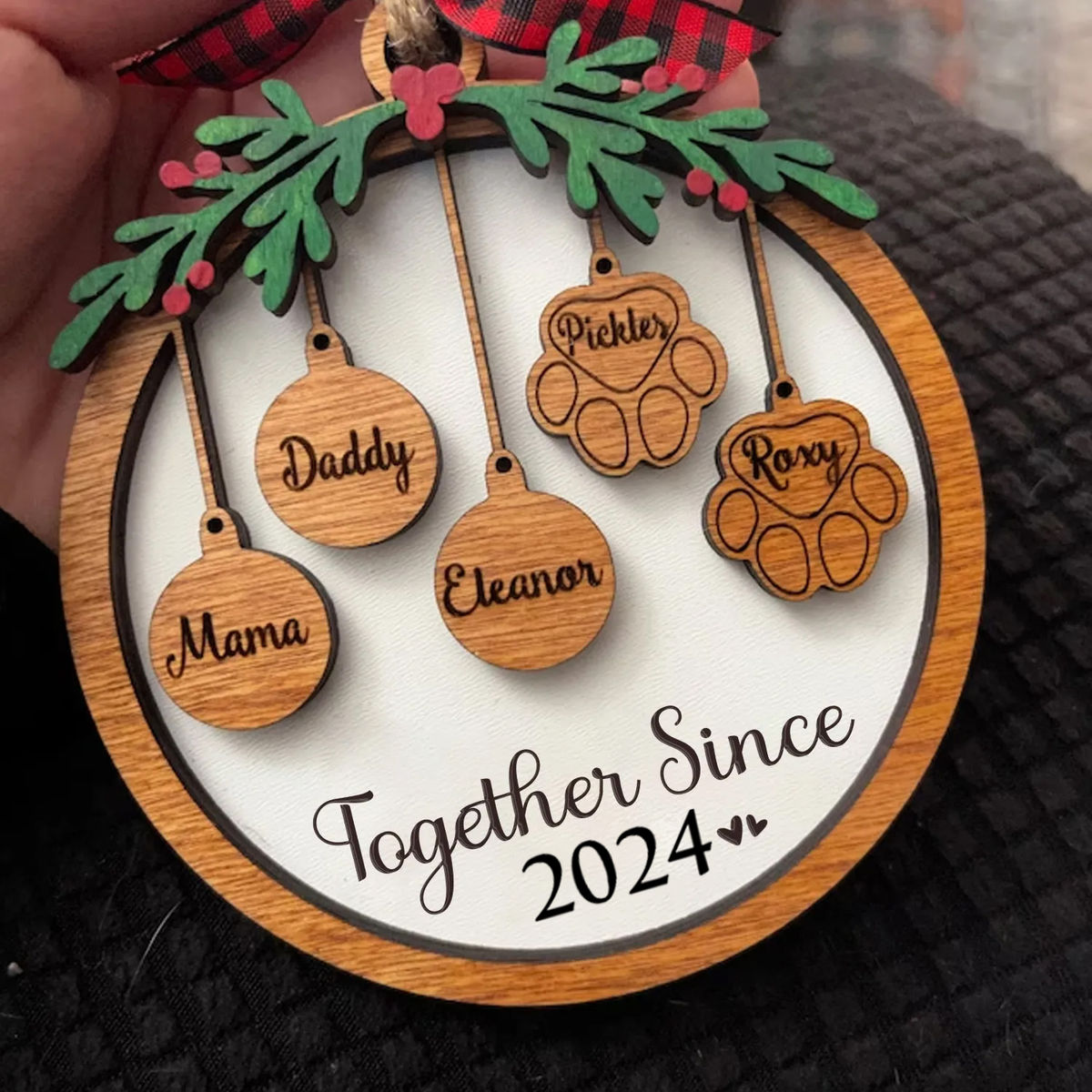 3 Layer Wooden Ornament - Family and Dog - Christmas 2024 - Personalized Ornament For Family, Christmas Home Decor_4