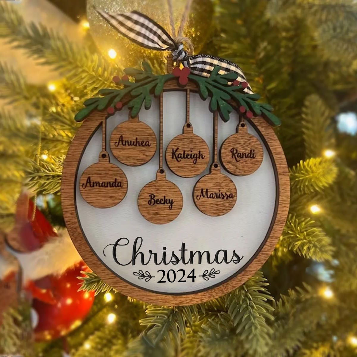 3 Layer Wooden Ornament - Family and Dog - Christmas 2024 - Personalized Ornament For Family, Christmas Home Decor_2