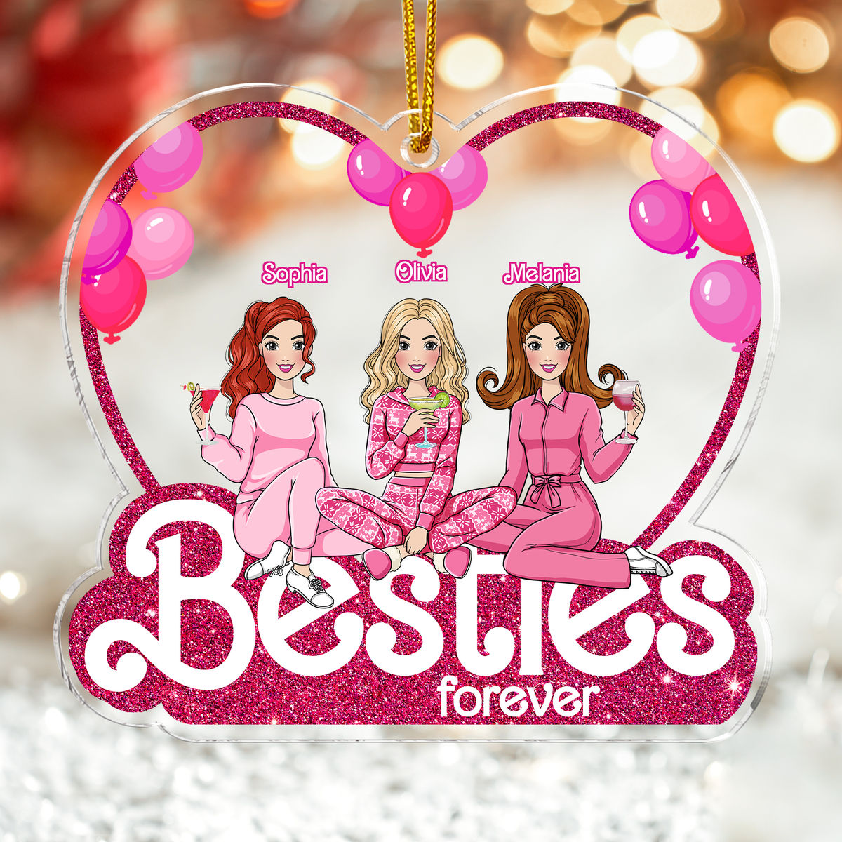 Transparent Christmas Ornament - Custom Acrylic Ornament - Best Friends Gifts - Besties Forever (H1)_5