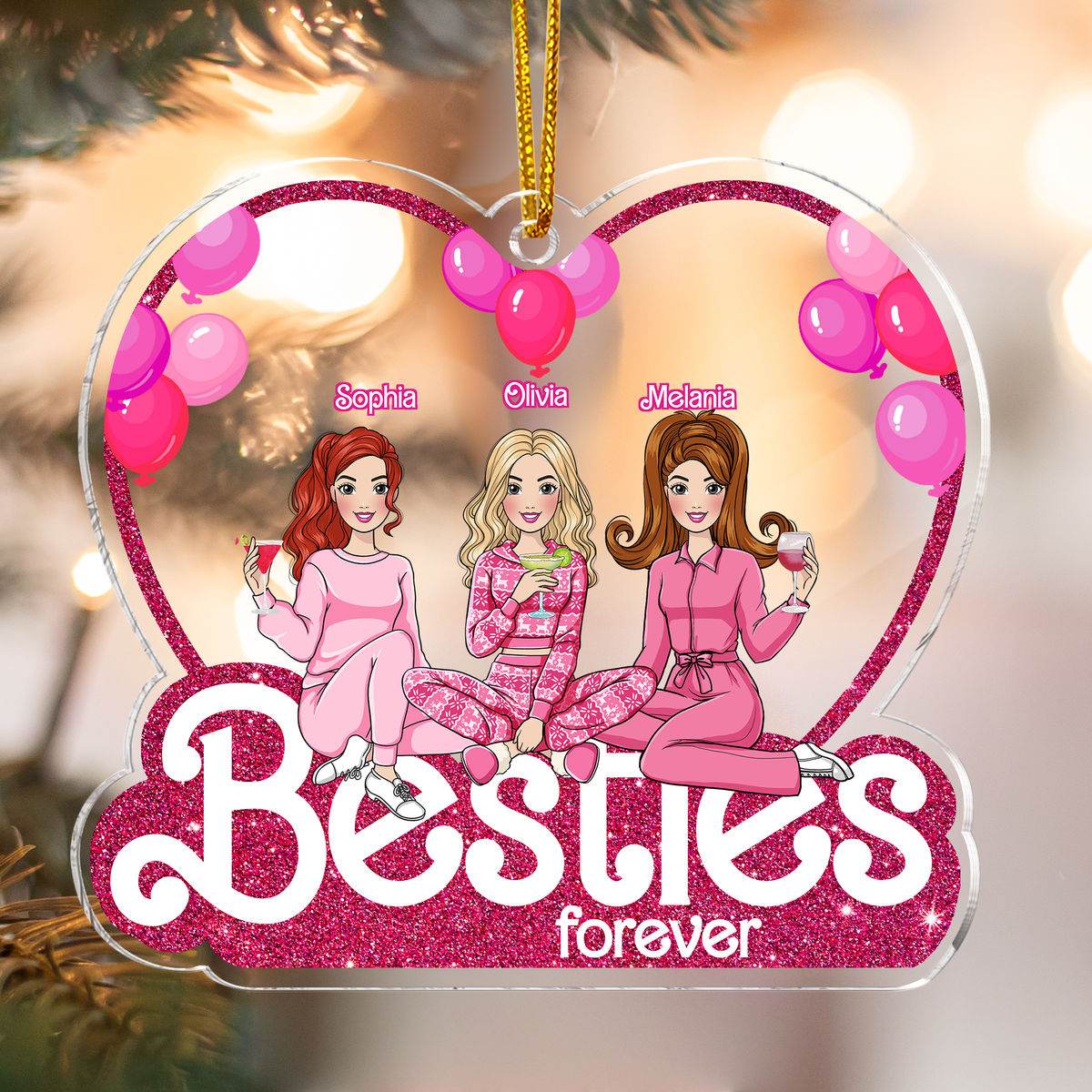 Transparent Christmas Ornament - Custom Acrylic Ornament - Best Friends Gifts - Besties Forever (H1)_4