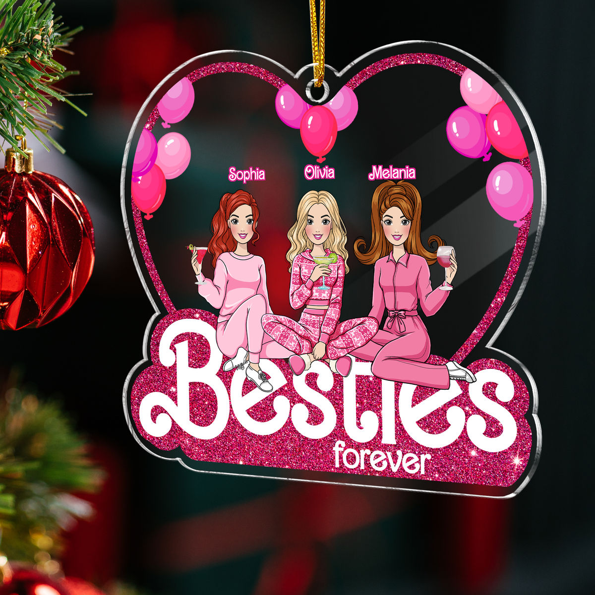 Transparent Christmas Ornament - Custom Acrylic Ornament - Best Friends Gifts - Besties Forever (H1)_2