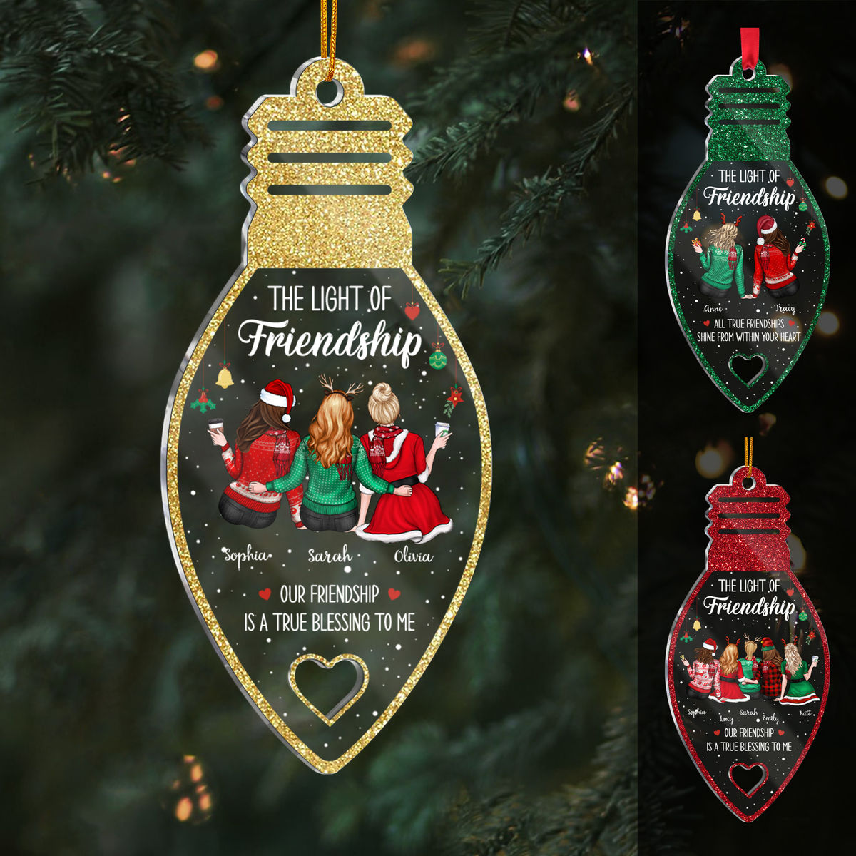 Christmas Ornament - The Light of Friendship - Friendship is a true blessing to me - Christmas Gift For Best Friends, Besties