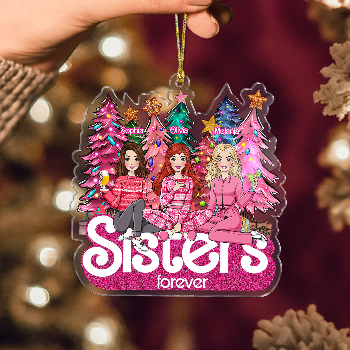 Christmas Tree Ornament - Acrylic Ornament - Sisters Forever_1