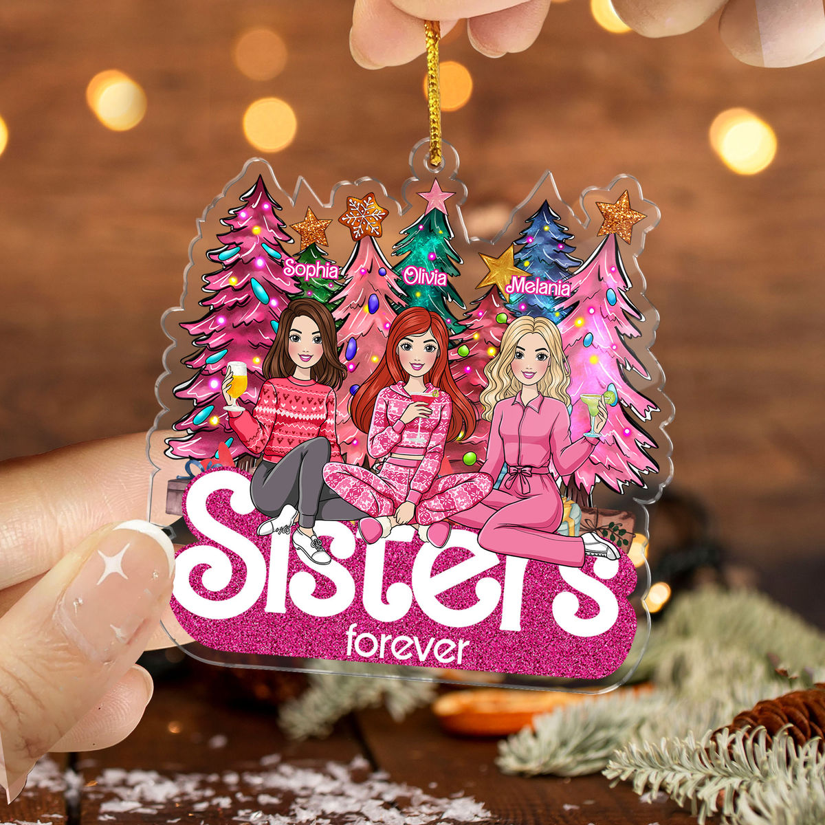 Christmas Tree Ornament - Acrylic Ornament - Sisters Forever_3