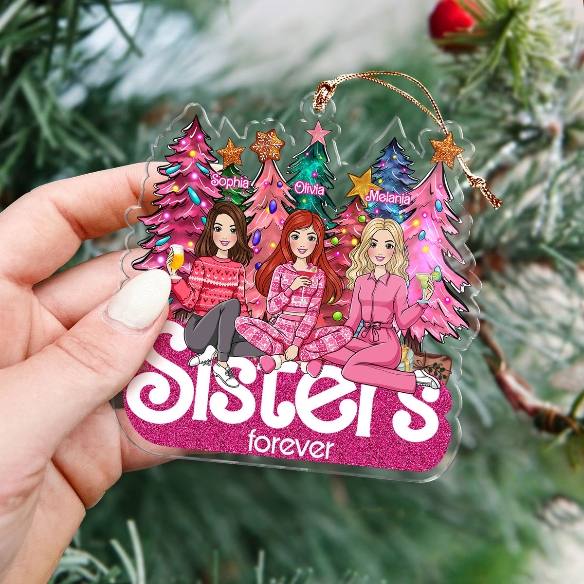 Christmas Tree Ornament - Acrylic Ornament - Sisters Forever_2