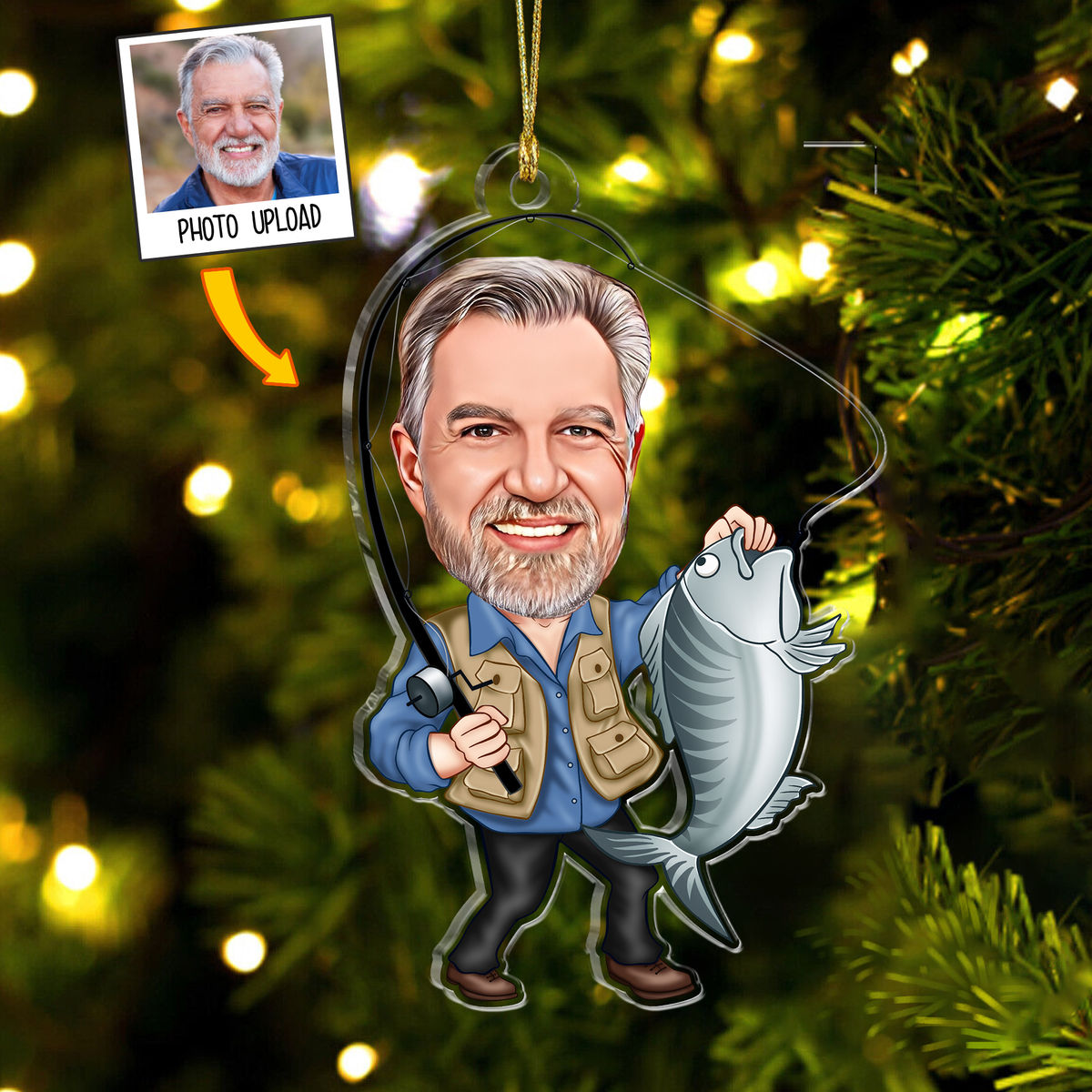 Photo Ornament Gift For Fishing Lovers - Custom Photo Ornament Gift For Fisherman - Custom Photo Fisherman_1