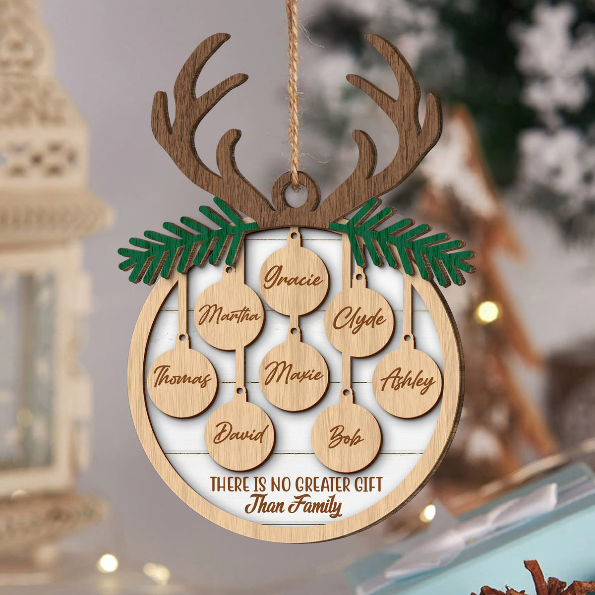 Personalized Name - There is no Greater Gift than Family - Wooden Ornament_1