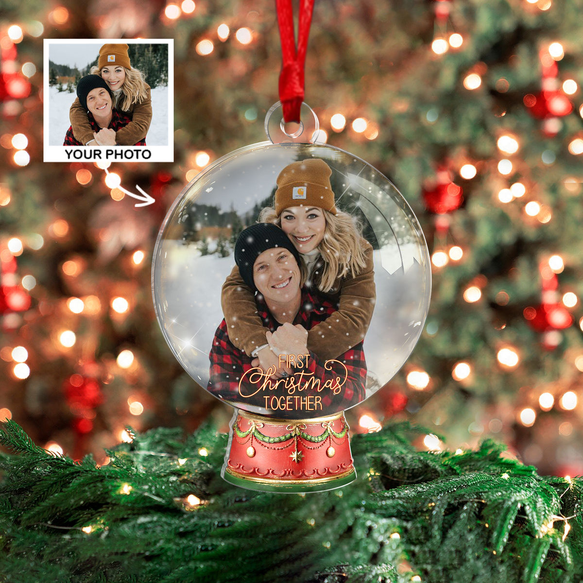 Custom Photo Ornament - First Christmas Together - Christmas Gift for her and him