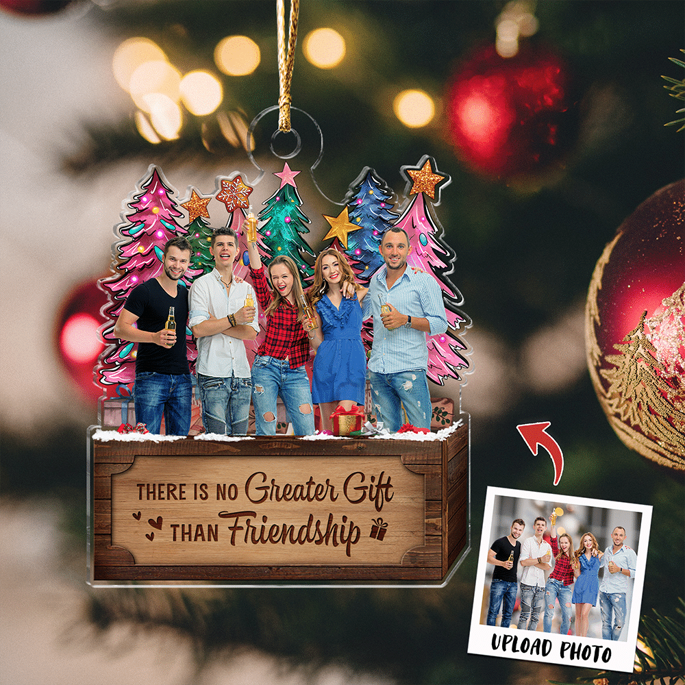 There's No Greater Gift Than Friendship - Personalized Aluminum Ornament -  Family Sitting