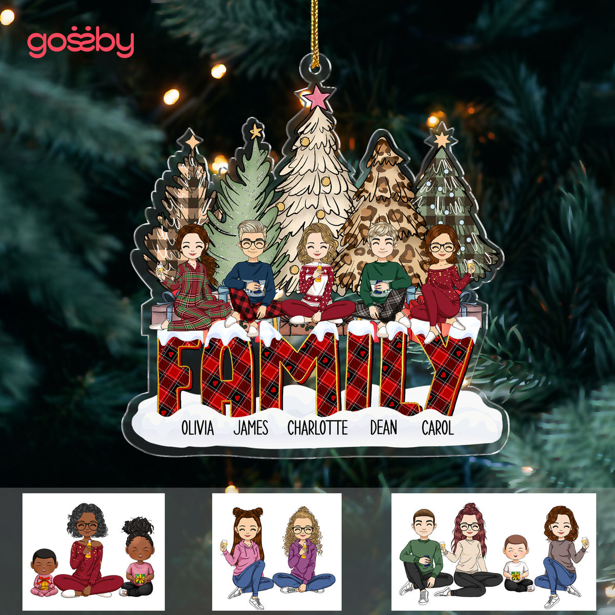 Up to 8 People - Personalized Acrylic Ornament - Family Gift