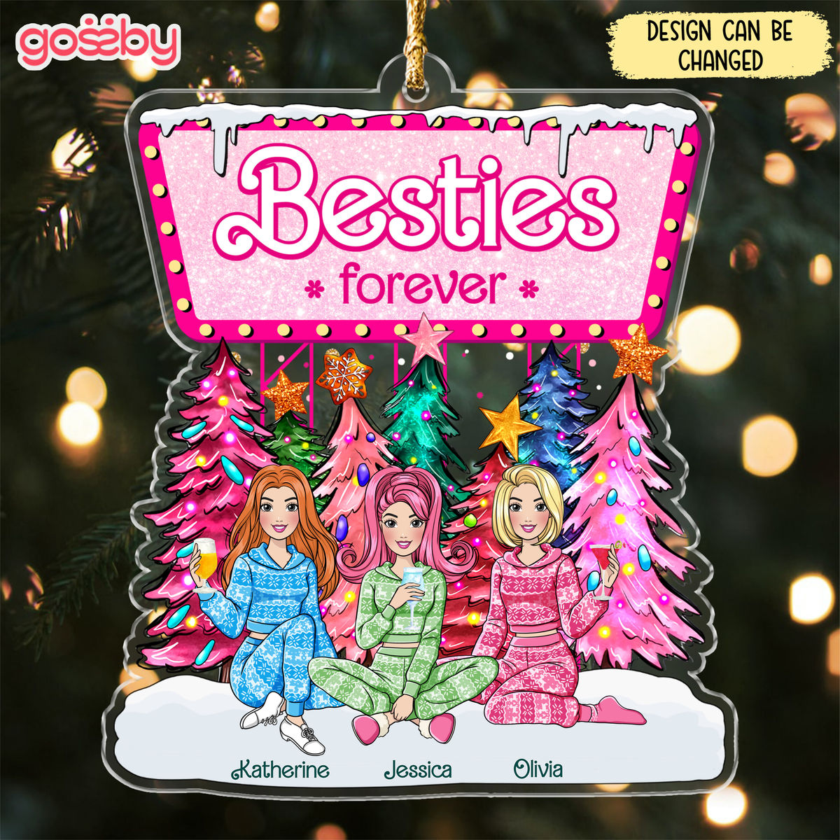 Christmas Tree Ornament - Personalized Acrylic Ornament - Best Friends Gifts - Sisters Forever (38456)_1