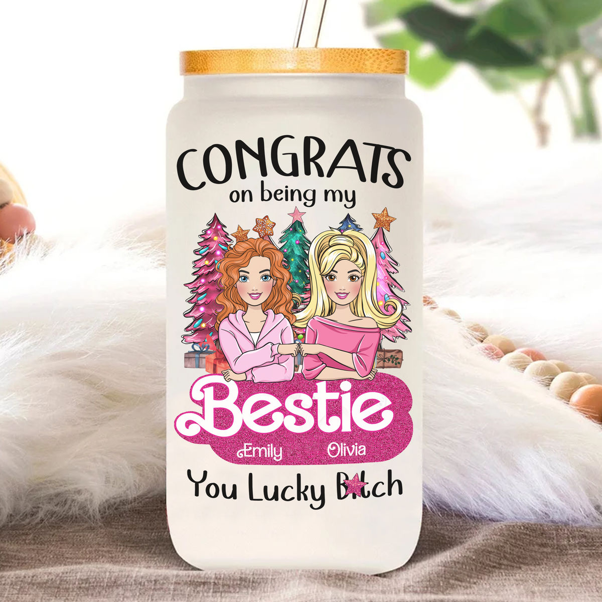 Glass tumbler - Congrats on being my Bestie - Trendy 2024_3