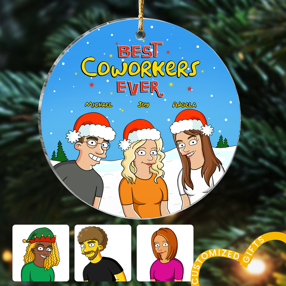 Geeky Gang - Best Coworkers Ever - Funny Christmas Gifts For Your Loved Ones - Acrylic Circle Ornament (b3)