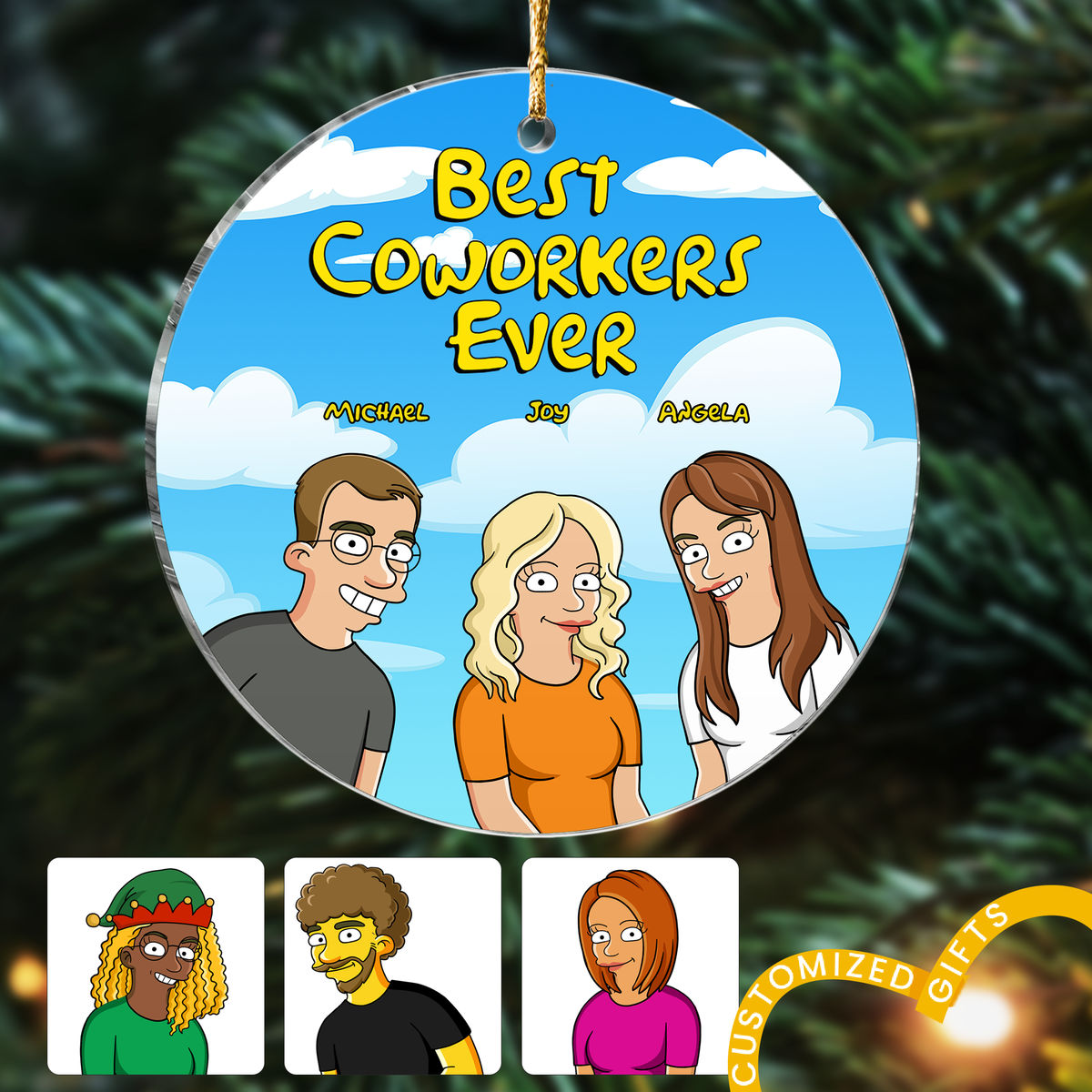 Geeky Gang - Best Coworkers Ever - Funny Christmas Gifts For Your Loved Ones - Acrylic Circle Ornament (b2)