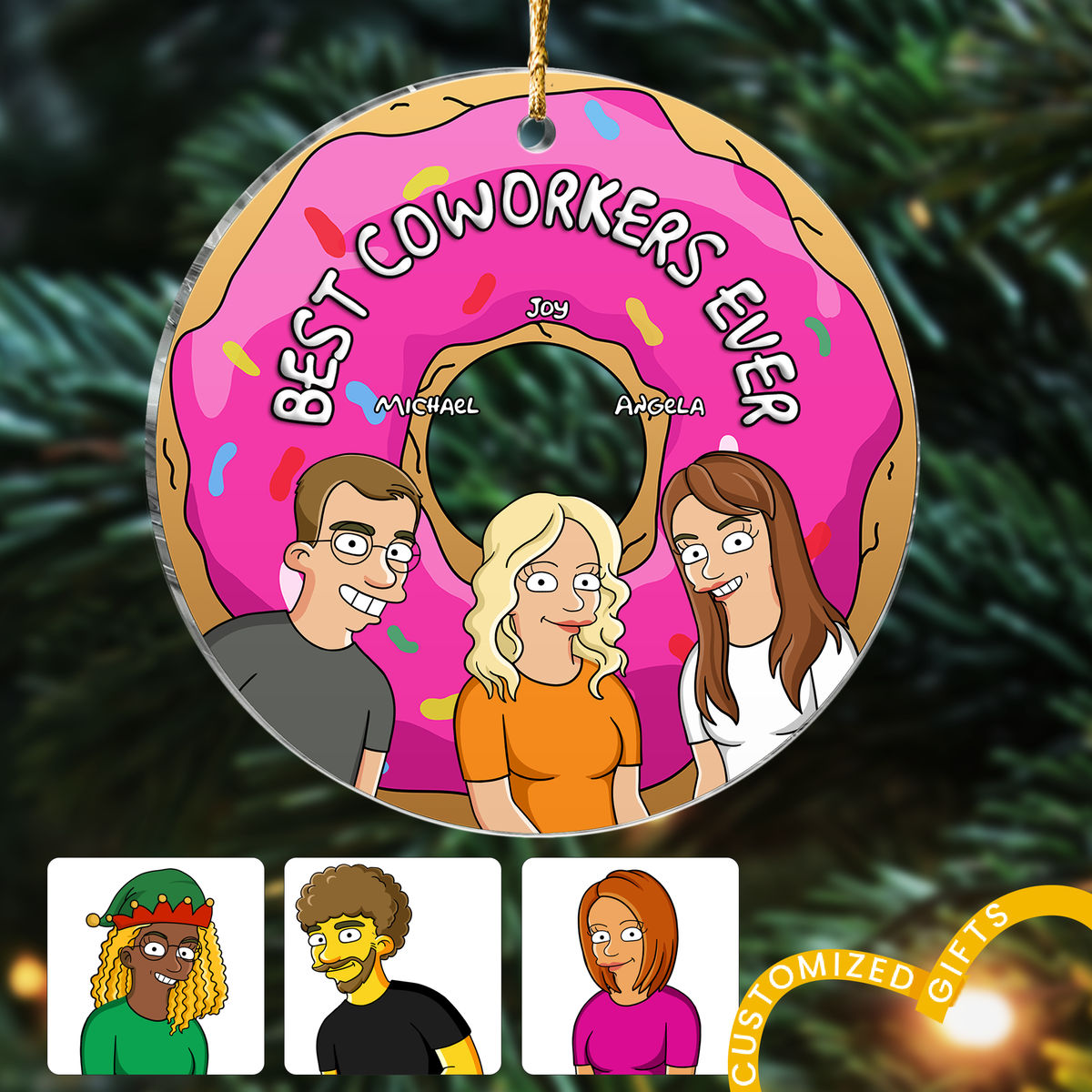 Geeky Gang - Best Coworkers Ever - Funny Christmas Gifts For Your Loved Ones - Acrylic Circle Ornament (b1)