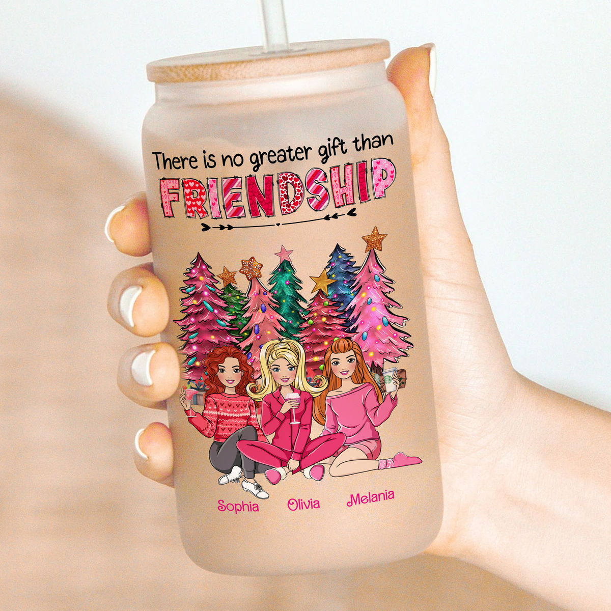 Glass tumbler - There Is No Greater Gift Than Friendship - Besties - Trendy 2024_2