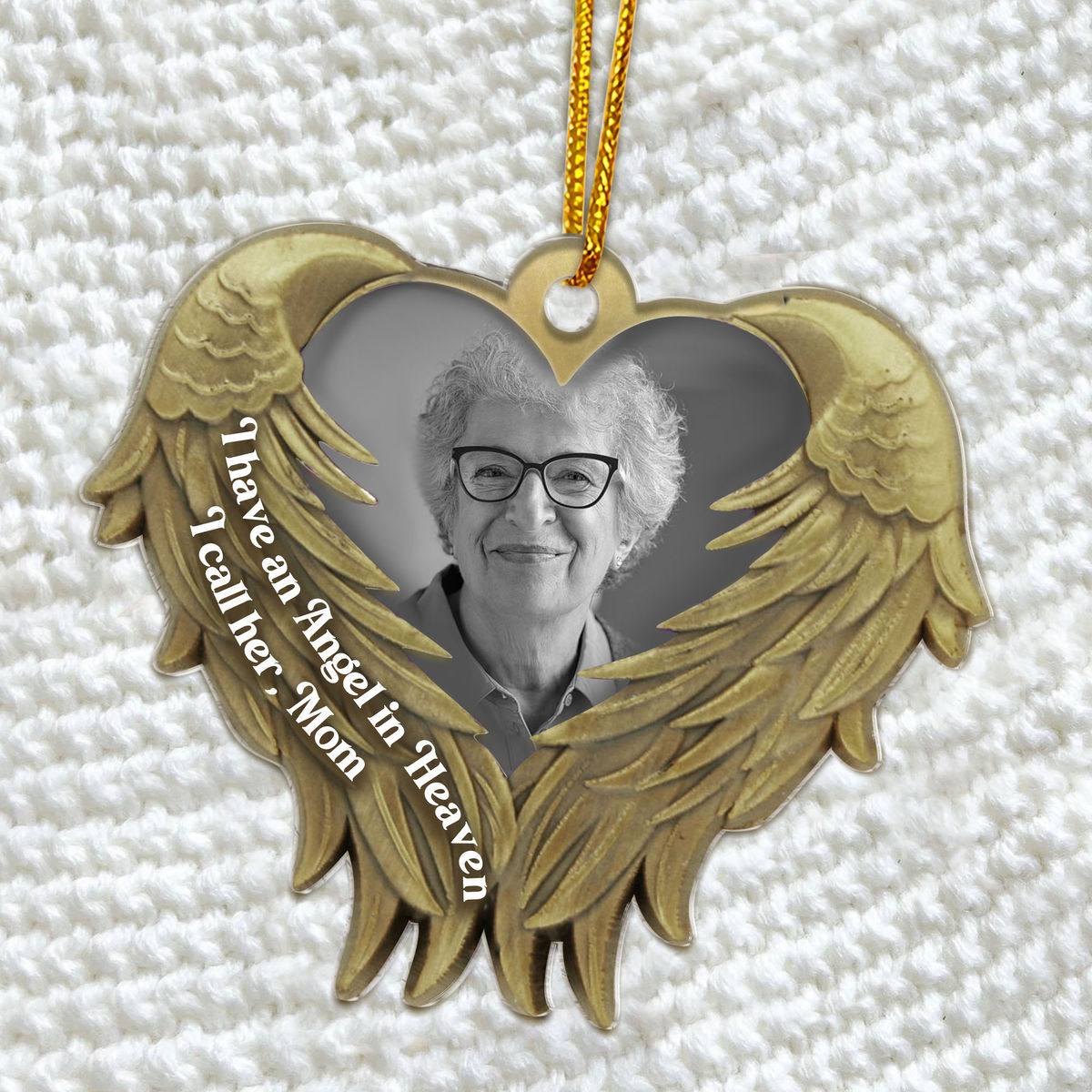 Photo Ornament - I have an Angle in Heaven I call her, Mom - Personalized Memorial Ornament, Memorial Photo Christmas Ornament, Memorial Gift, Sympathy Gift, Remembrance Gift