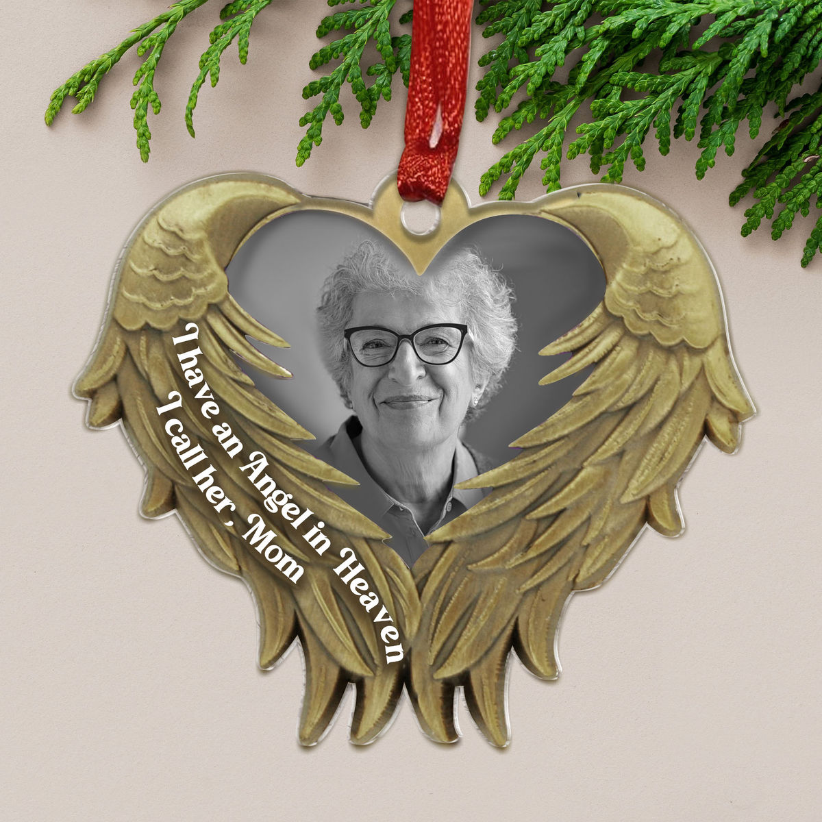 Photo Ornament - I have an Angle in Heaven I call her, Mom - Personalized Memorial Ornament, Memorial Photo Christmas Ornament, Memorial Gift, Sympathy Gift, Remembrance Gift_2