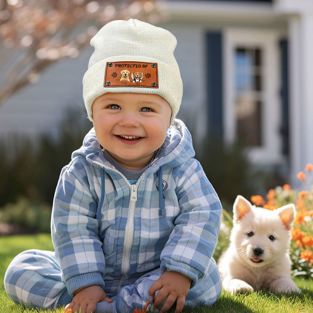 Custom Baby Beanie - Protected By Dog - Christmas Gift Baby (56566)_5