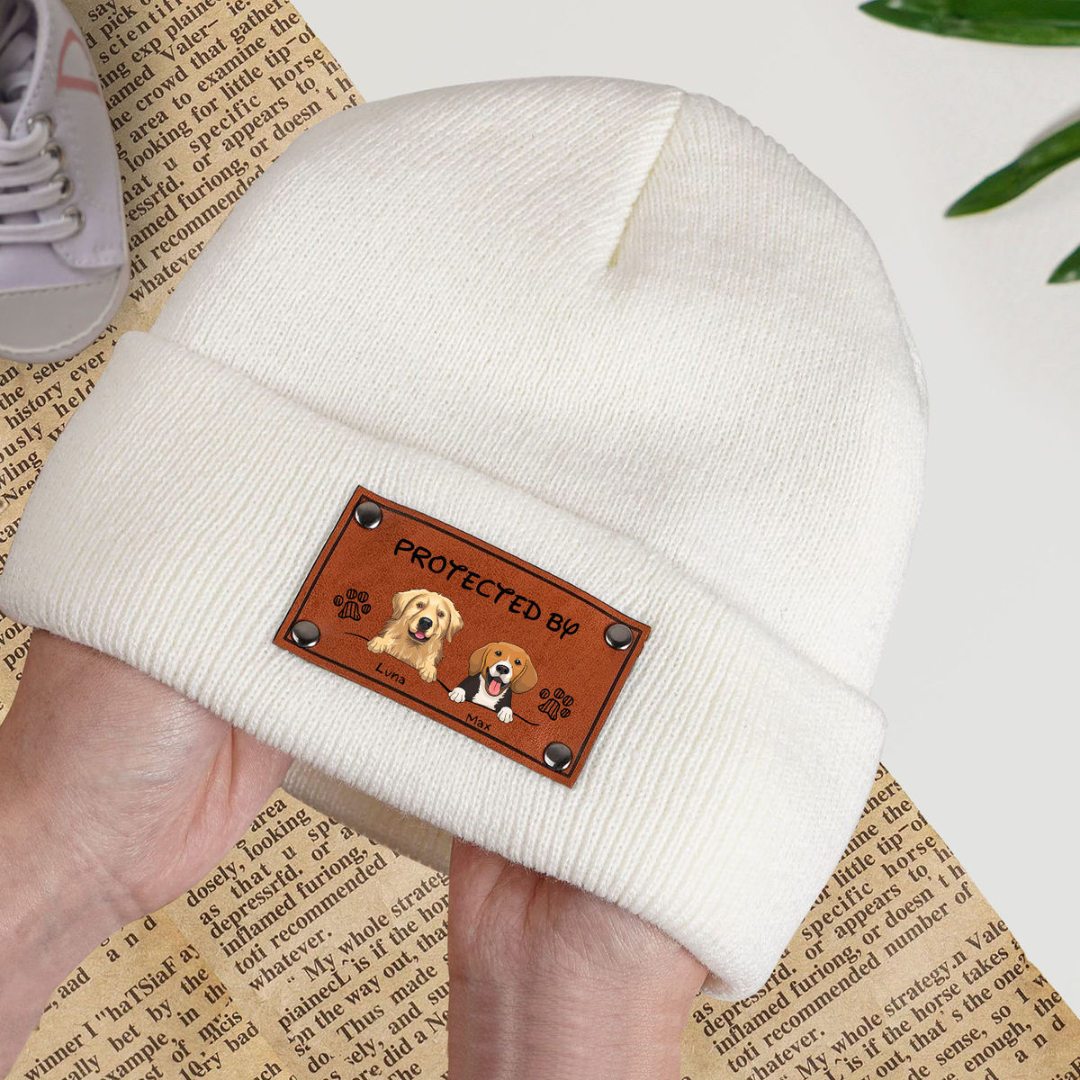 Personalized Beanie - Custom Baby Beanie - Protected By Dog - Gift for Baby (56569)_7