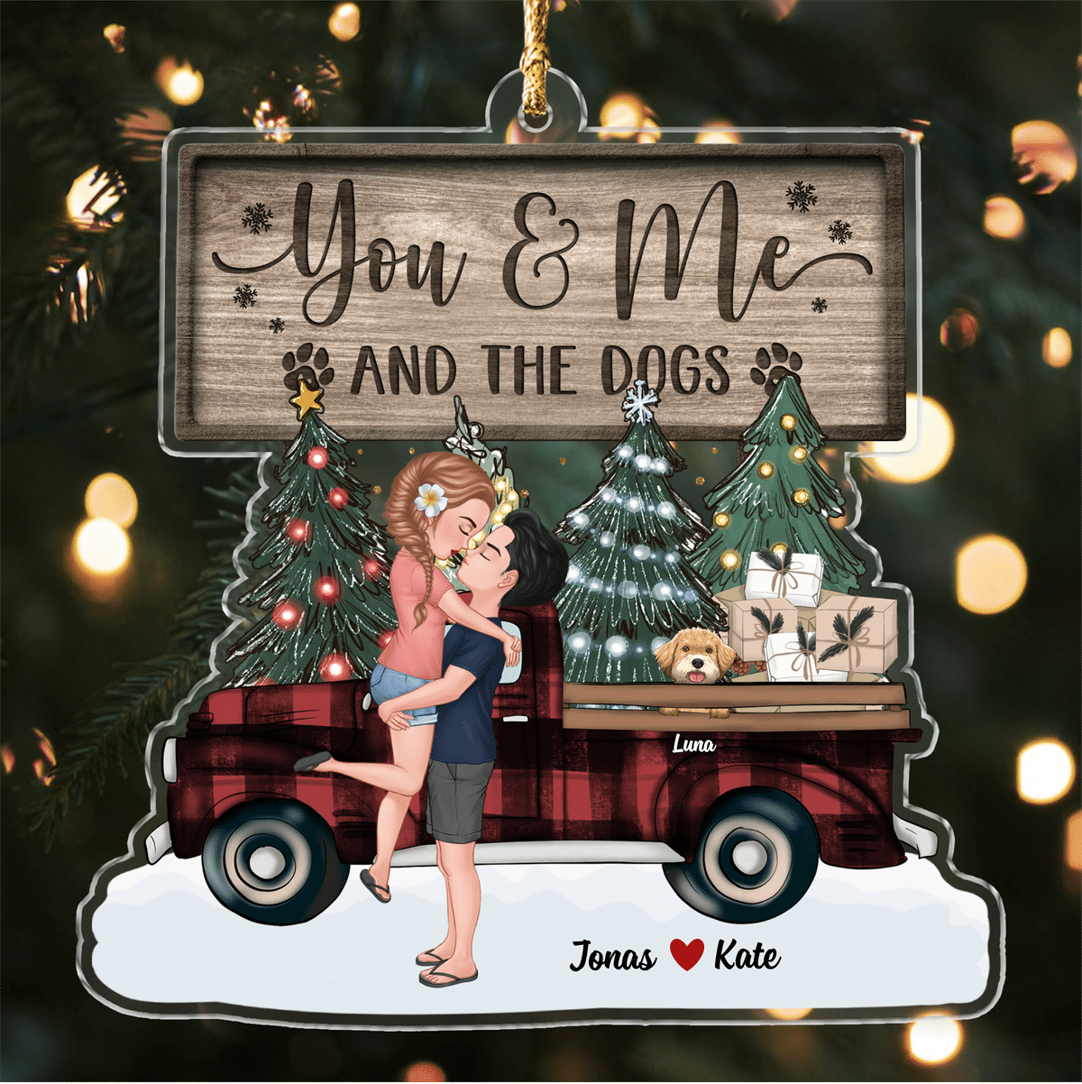 Christmas Tree Ornament - Personalized Acrylic Ornament - Dog Lovers - You And Me & The Dogs (39261)_2