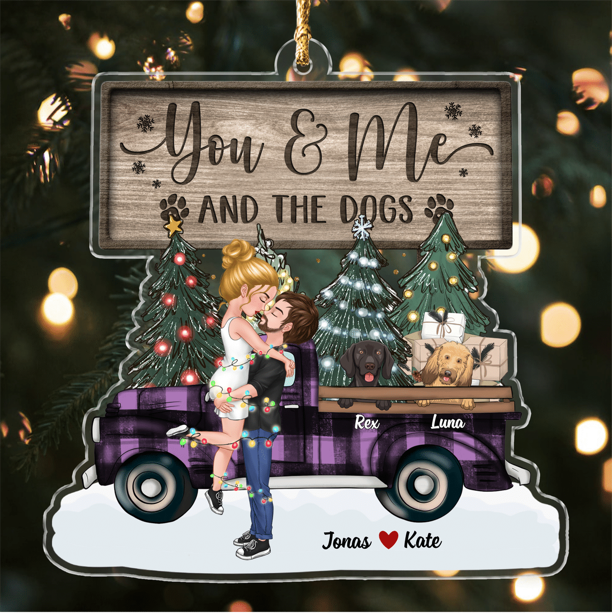 Christmas Tree Ornament - Personalized Acrylic Ornament - Dog Lovers - You And Me & The Dogs (39261)_1