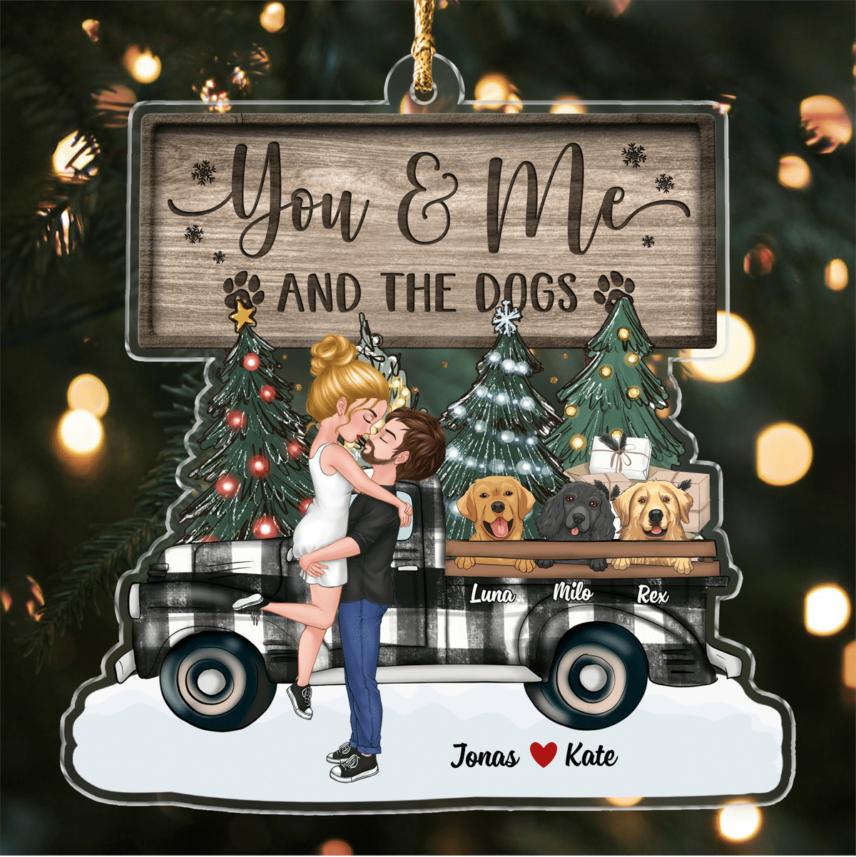 Christmas Tree Ornament - Personalized Acrylic Ornament - Dog Lovers - You And Me & The Dogs (39261)