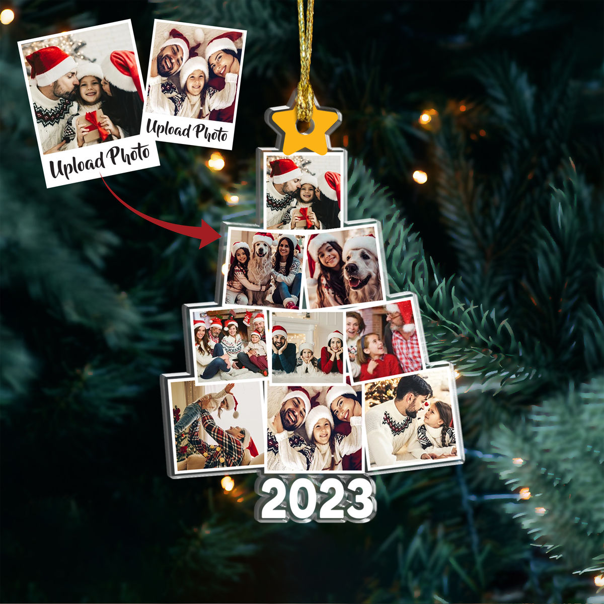 Personalized Ornament - Christmas Gift - Photo Family Tree Christmas - Personalized Acrylic Photo Ornament - Trendy 2023