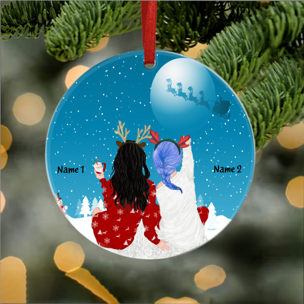 Christmas Gifts - Best Friends Gifts - Christmas Bestie - Girls Bestfriend - Custom Your Ornament - Personalized Acrylic Ornament - Ceramic Circle Ornament 39405