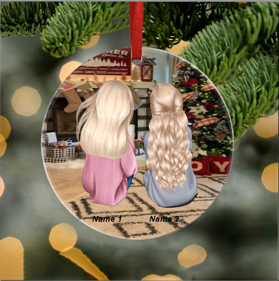 Best Friends Gifts - Christmas Besties - Circle Ornament - Best Friends Ornament 39343