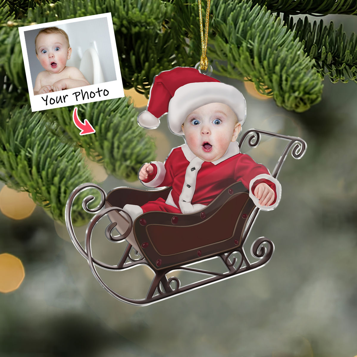 Photo Ornament - Christmas Ornament - Adorable Newborn Baby - Custom Baby Ornament - Christmas Gifts - Personalized Photo Ornament