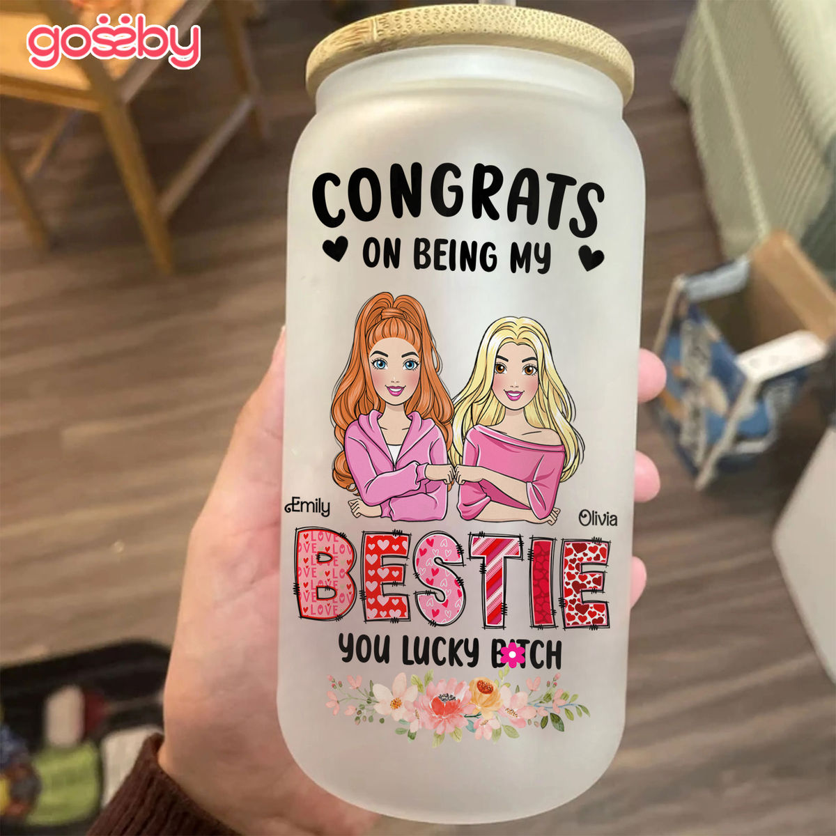 Personalized Tumbler - Glass tumbler - Thank you for being my emotional support coworker - Bestie Personalized Custom Glass tumbler - Gift For Best Friends, BFF, Sisters, Coworkers_4