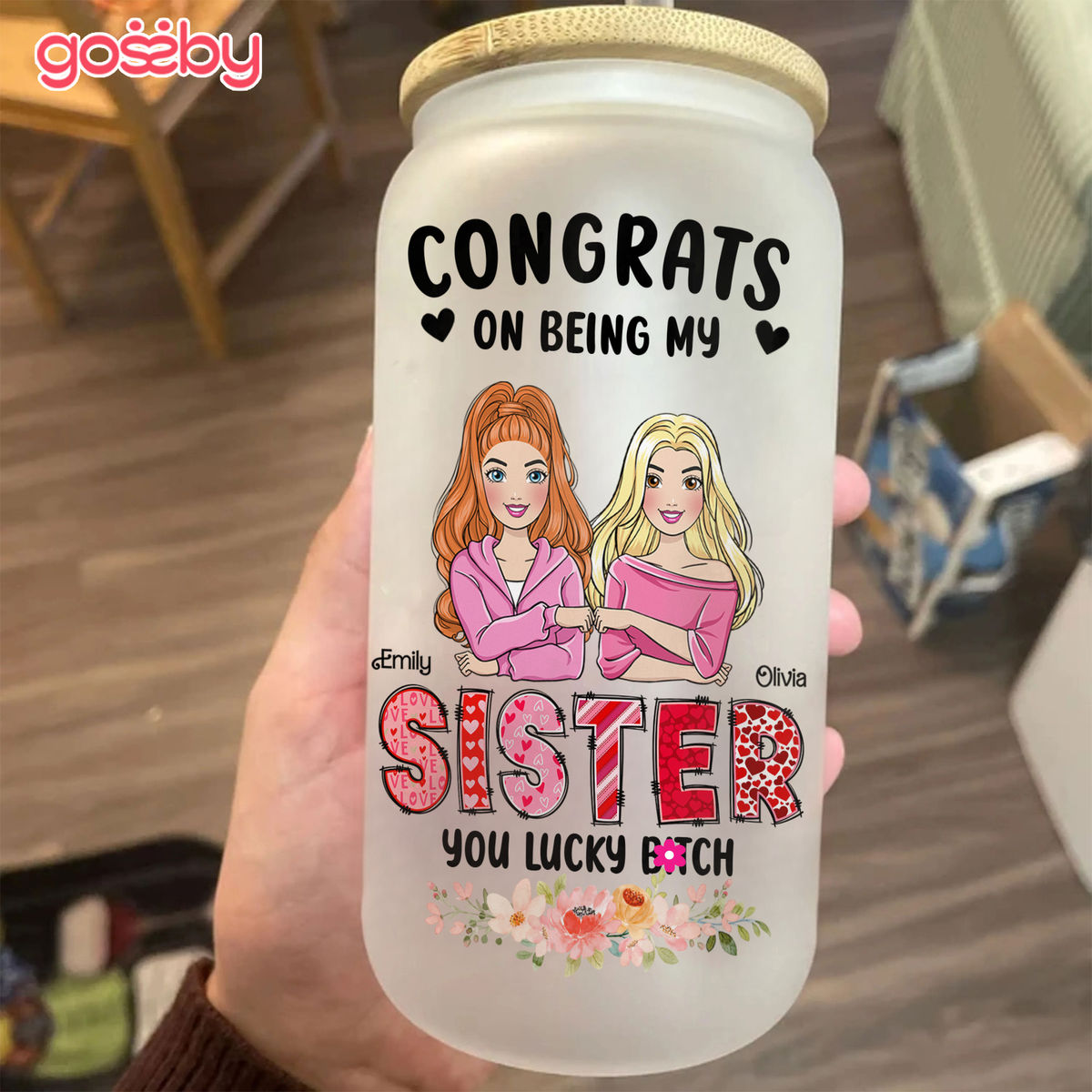 Sister Tumbler-Sisters Gift from Sister,Pink Cute