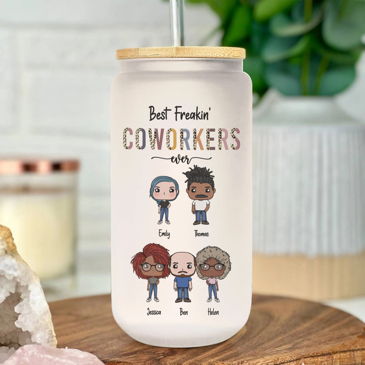 Work Bestie Figures - Custom Glass Can - Best Freakin Coworkers Ever - Farewell Gifts - Birthday Gifts, Christmas Gifts For Coworkers - 2024 Edition - Personalized Tumbler_3