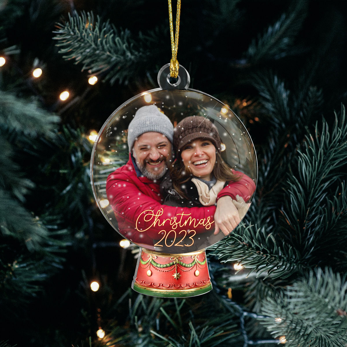 Snow Globe Photo Ornament - Christmas Gift for her and him - Personalized Photo Ornament_1