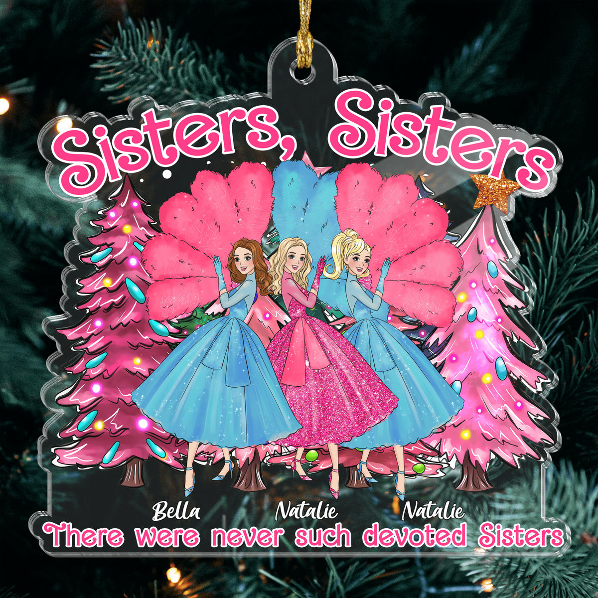 Acrylic Ornament - Personalized Ornament - Sisters Sisters Vintage (58019) - Personalized Ornament_2