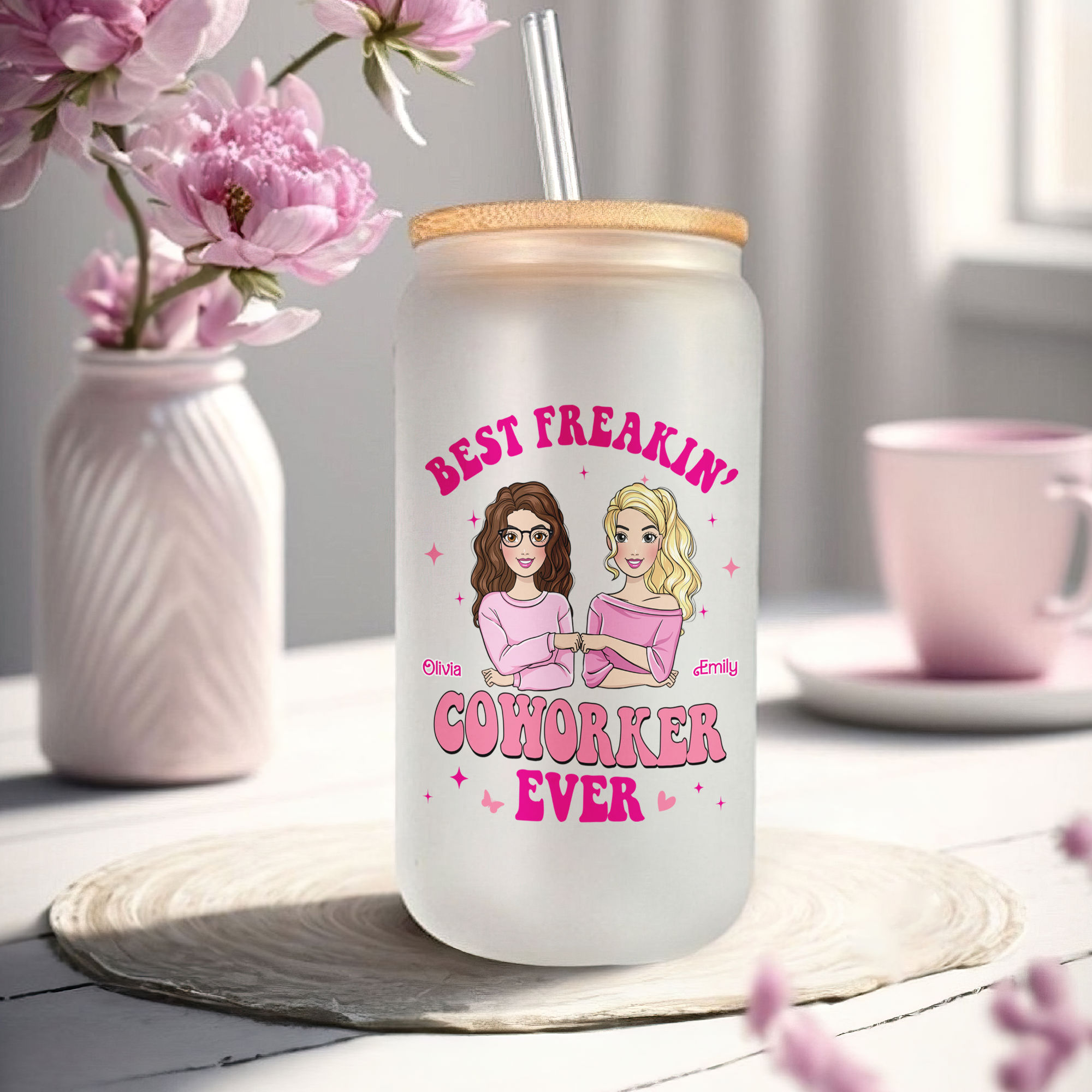 Christmas Gifts For Her - The Best Glass Tumbler Ever - Pink Dolls - In Our  Work Bestie Era 