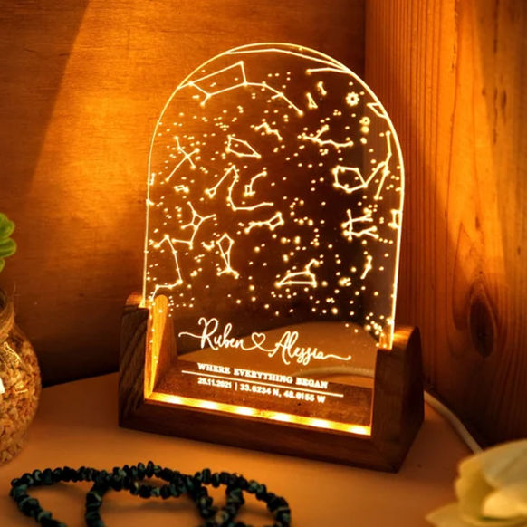 Personalized Night Light - Constellation Chart Lamp - Gift Star Map on Night Light - Personalized Night light_1