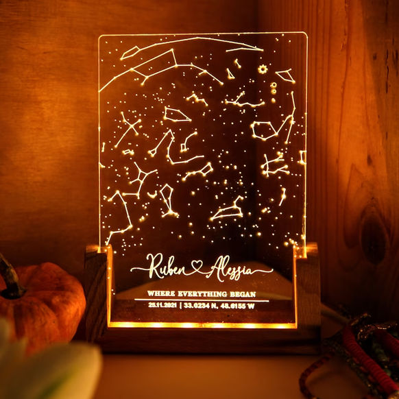 Personalized Night Light - Constellation Chart Lamp - Gift Star Map on Night Light - Personalized Night light_1