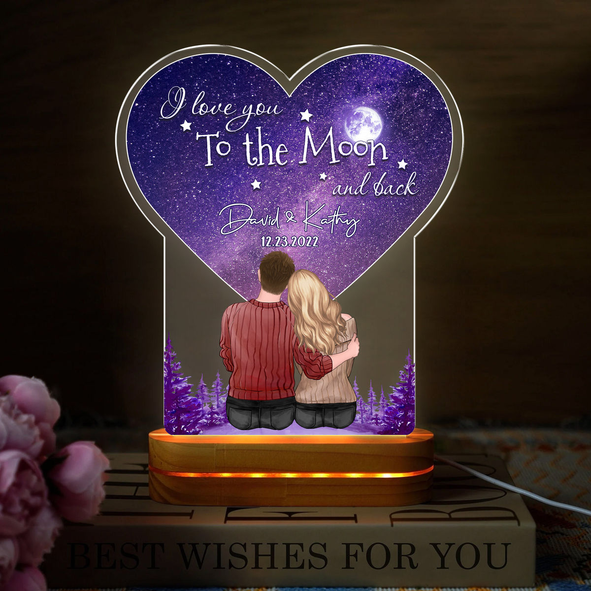 Personalized Night Light - I Love You To The Moon And Back - Blue Sky - Personalized Night light_1