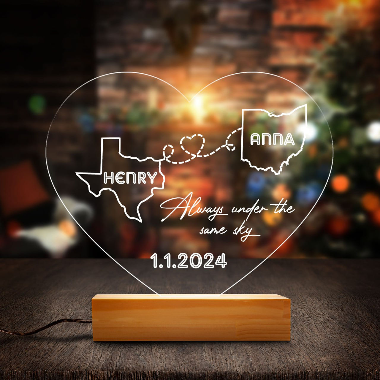 Valentine's Day Gifts - Personalized Two Map Night Light for Couples - Gift  for Her/Him - Long Distance