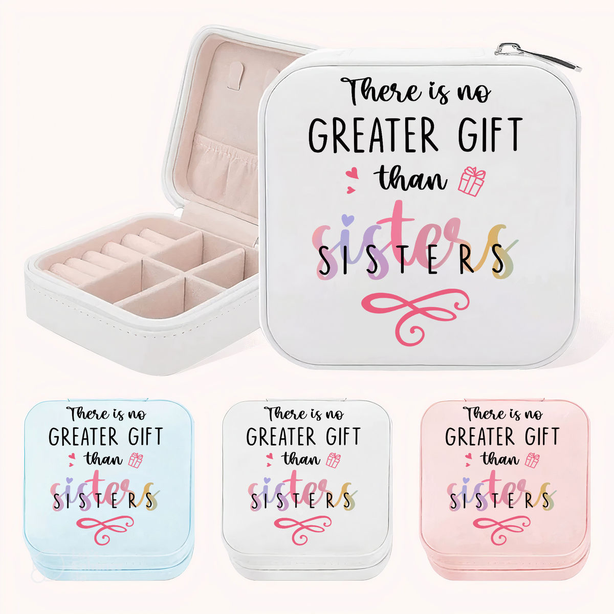 Box - Travel Jewelry Box - There is no greater gift than sister - Gifts For Best Friends, Sisters, Birthday Gifts For Friends_1