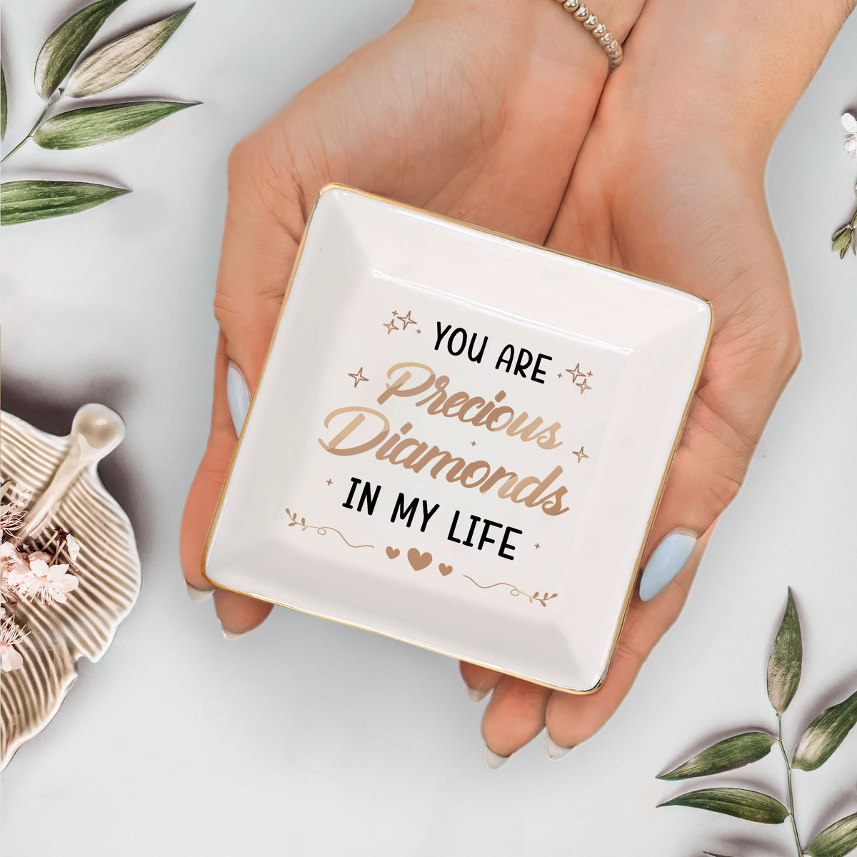 Jewelry Tray - You Are A Precious Diamonds In My Life - Bridesmaid Gifts, Birthday Gift for Her, Graduation Gift, Bridal Shower Gift, Gift for Friends - Personalized Jewelry Tray_3