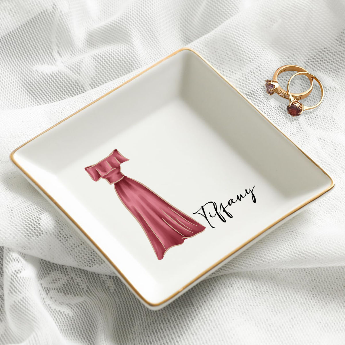 Jewelry Tray - Bridesmaid Dress - Bridesmaid Gifts, Birthday Gift for Her, Bridal Shower Gift, Gift for Friends, Wedding Gifts - Personalized Jewelry Tray_1