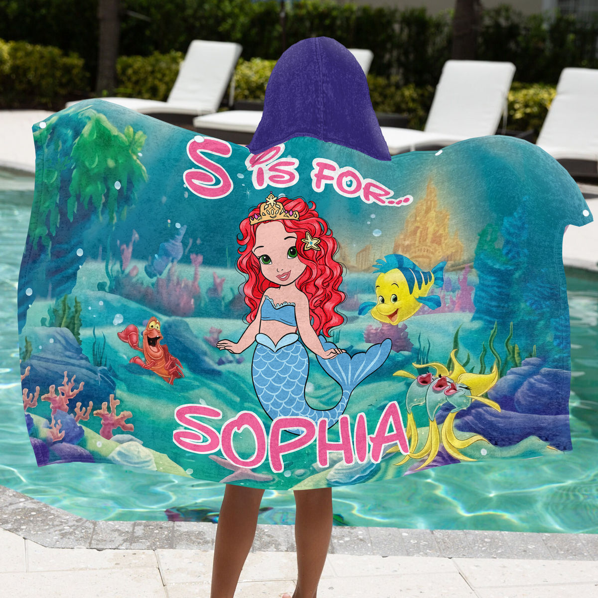 Hooded Towel - Beach Bath Towel with Hood For Kids - Custom Mermaid For Girl - Birthday Gifts for Toddler, Gifts For Kids - Personalized Towel_9