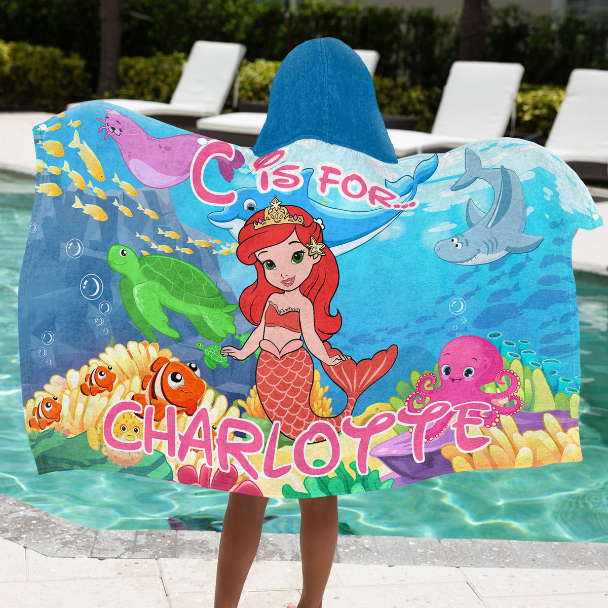 Hooded Towel - Beach Bath Towel with Hood For Kids - Custom Mermaid For Girl - Birthday Gifts for Toddler, Gifts For Kids - Personalized Towel_11