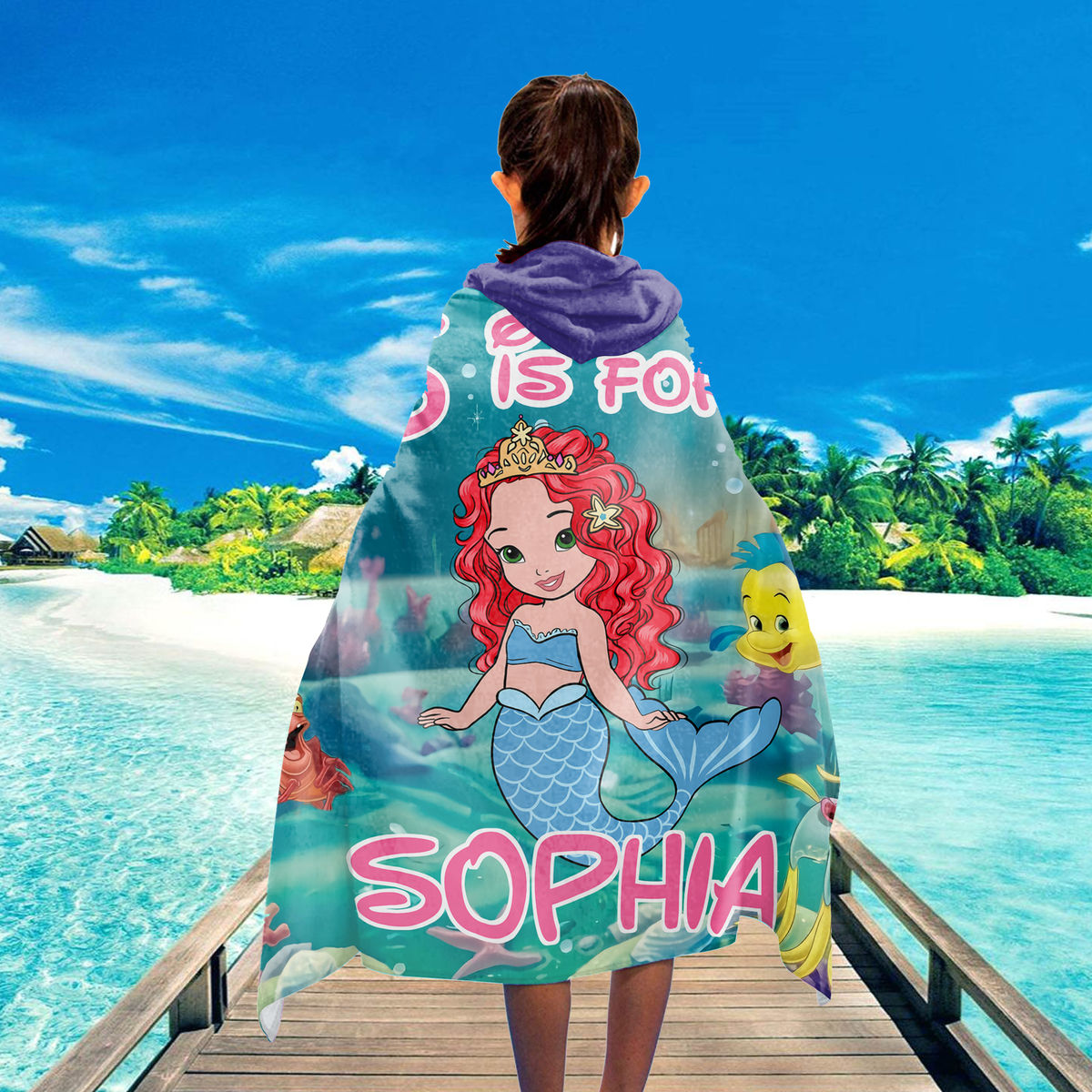 Hooded Towel - Beach Bath Towel with Hood For Kids - Custom Mermaid For Girl - Birthday Gifts for Toddler, Gifts For Kids