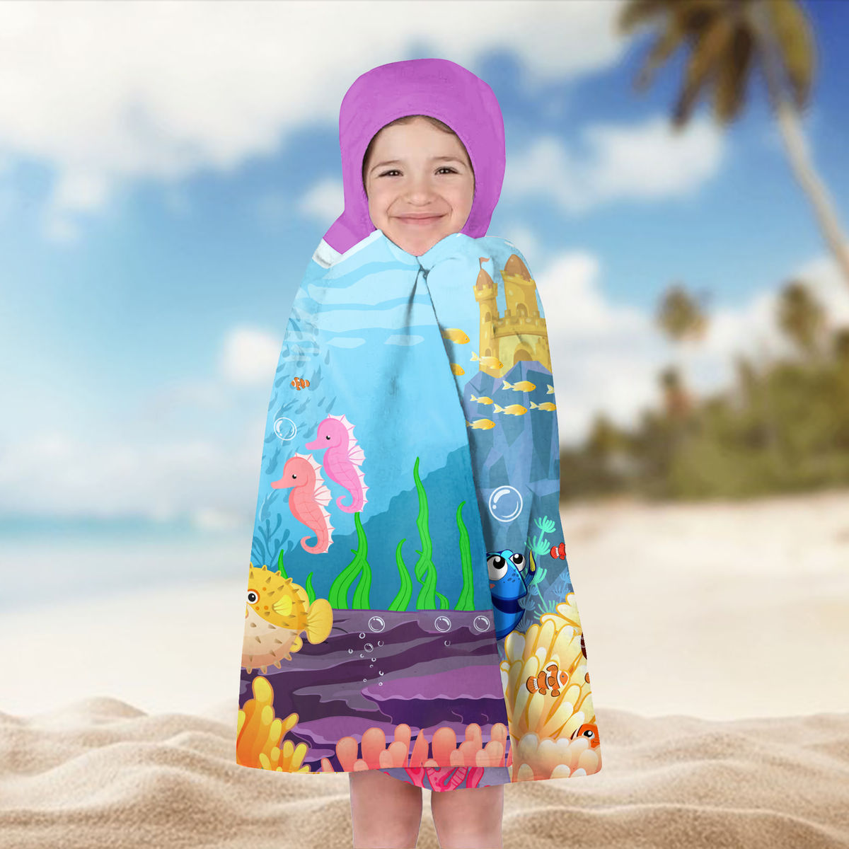 Hooded Towel - Beach Bath Towel with Hood For Kids - Custom Mermaid For Girl - Birthday Gifts for Toddler, Gifts For Kids - Personalized Towel_7